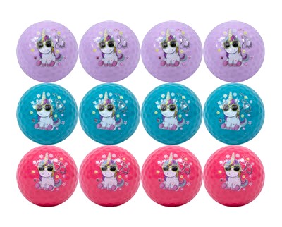 New Novelty Be Cool Unicorn Color Mix of Golf Balls