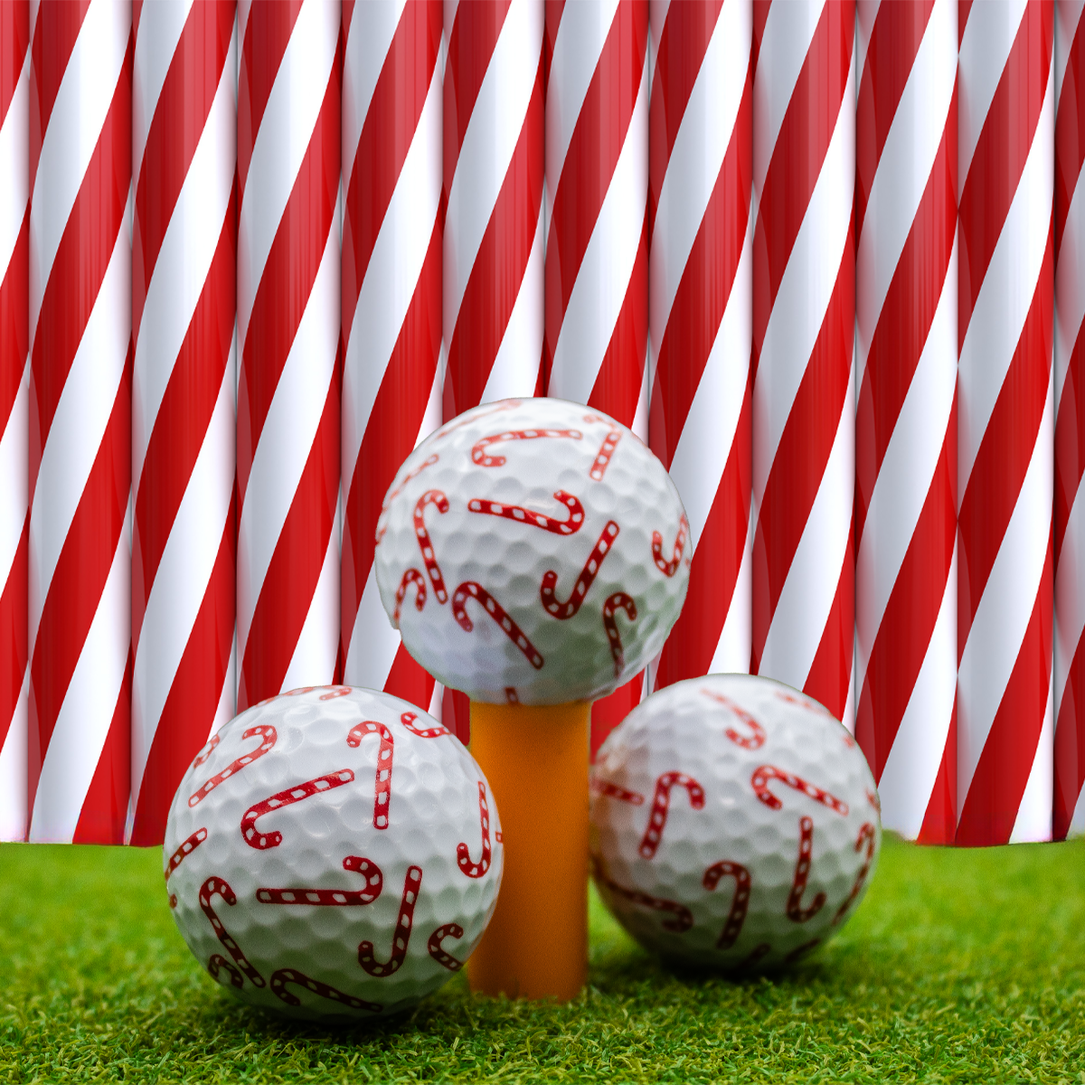 New Novelty Christmas Candy Cane Golf Balls