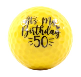 New Novelty Deluxe Happy 50th Birthday Yellow Mix of Golf Balls