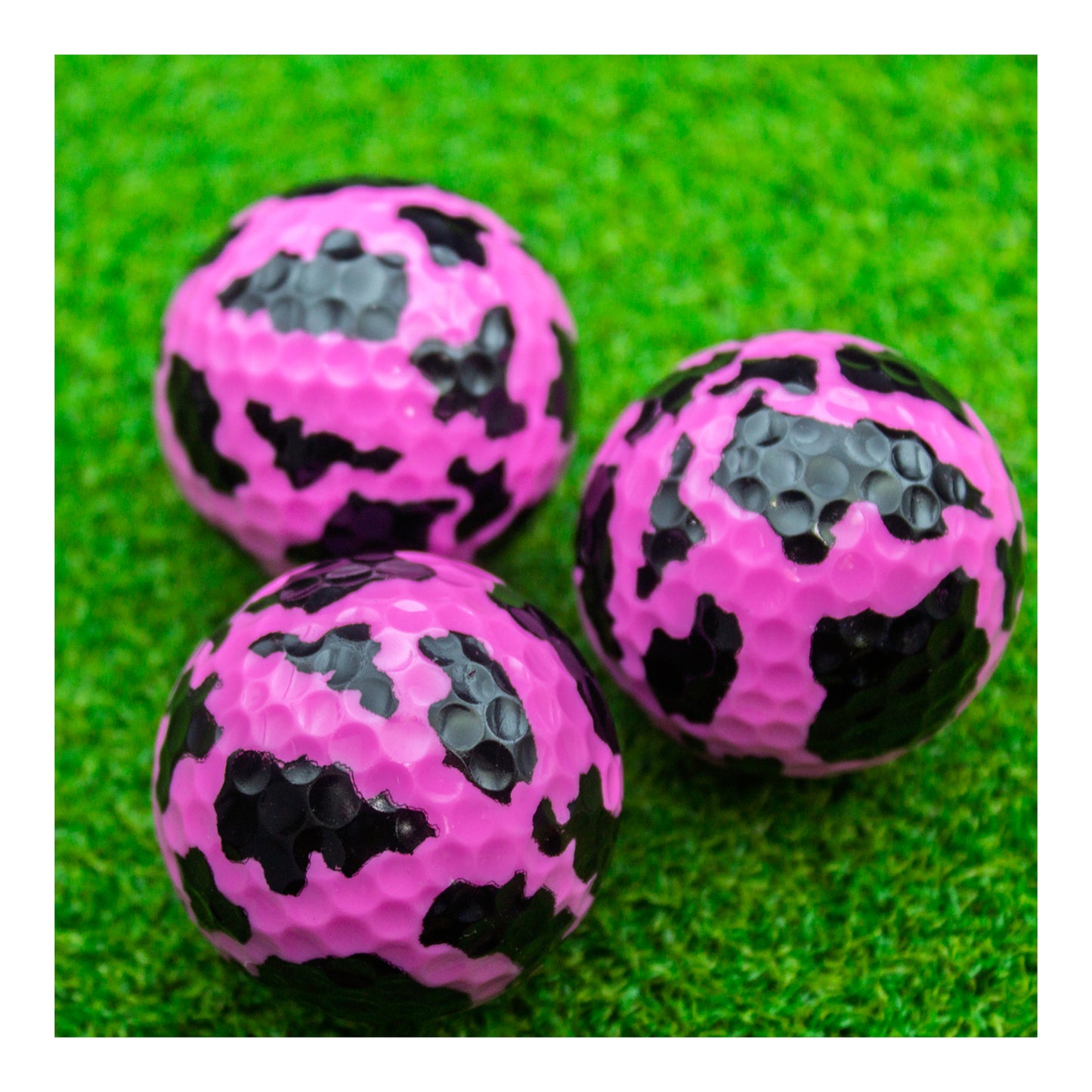 New Novelty Holstein Pink Cow Hide Print Golf Balls