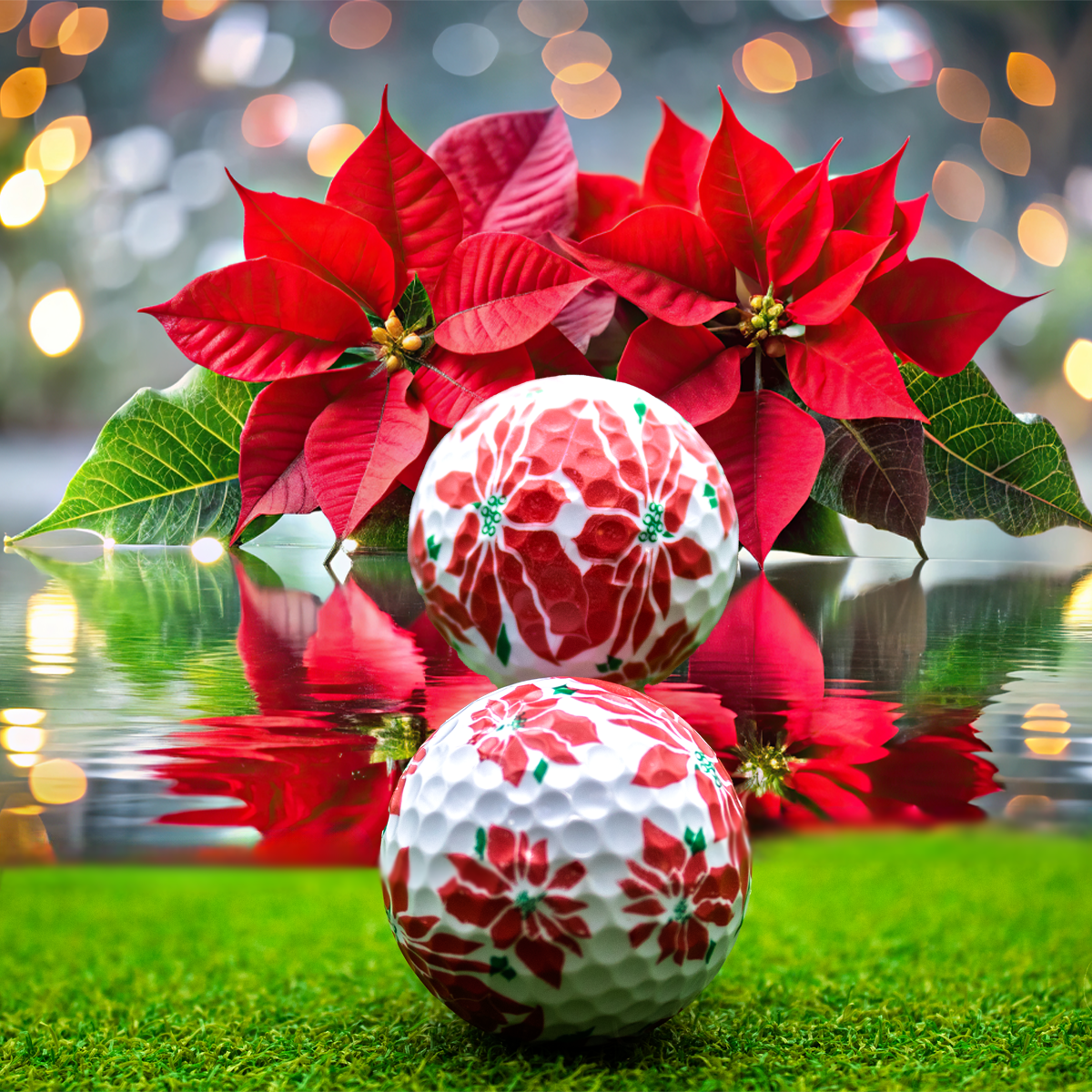 New Novelty Festive Poinsettia Golf Balls