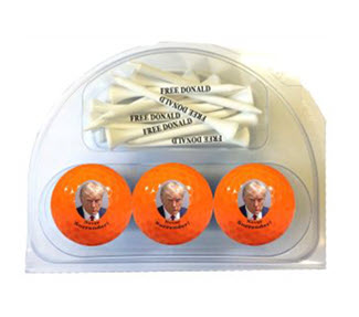 New Novelty Trump Mugshot Golf Balls and Tees Set