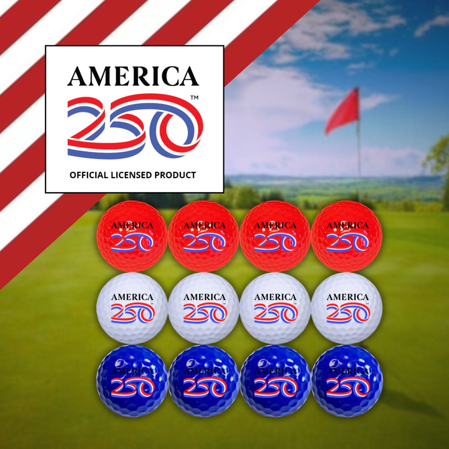America A250 12 Pack - Red, White and Blue