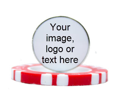 Set of 12 Personalized Magnetic Red Poker Chip Golf Ball Markers