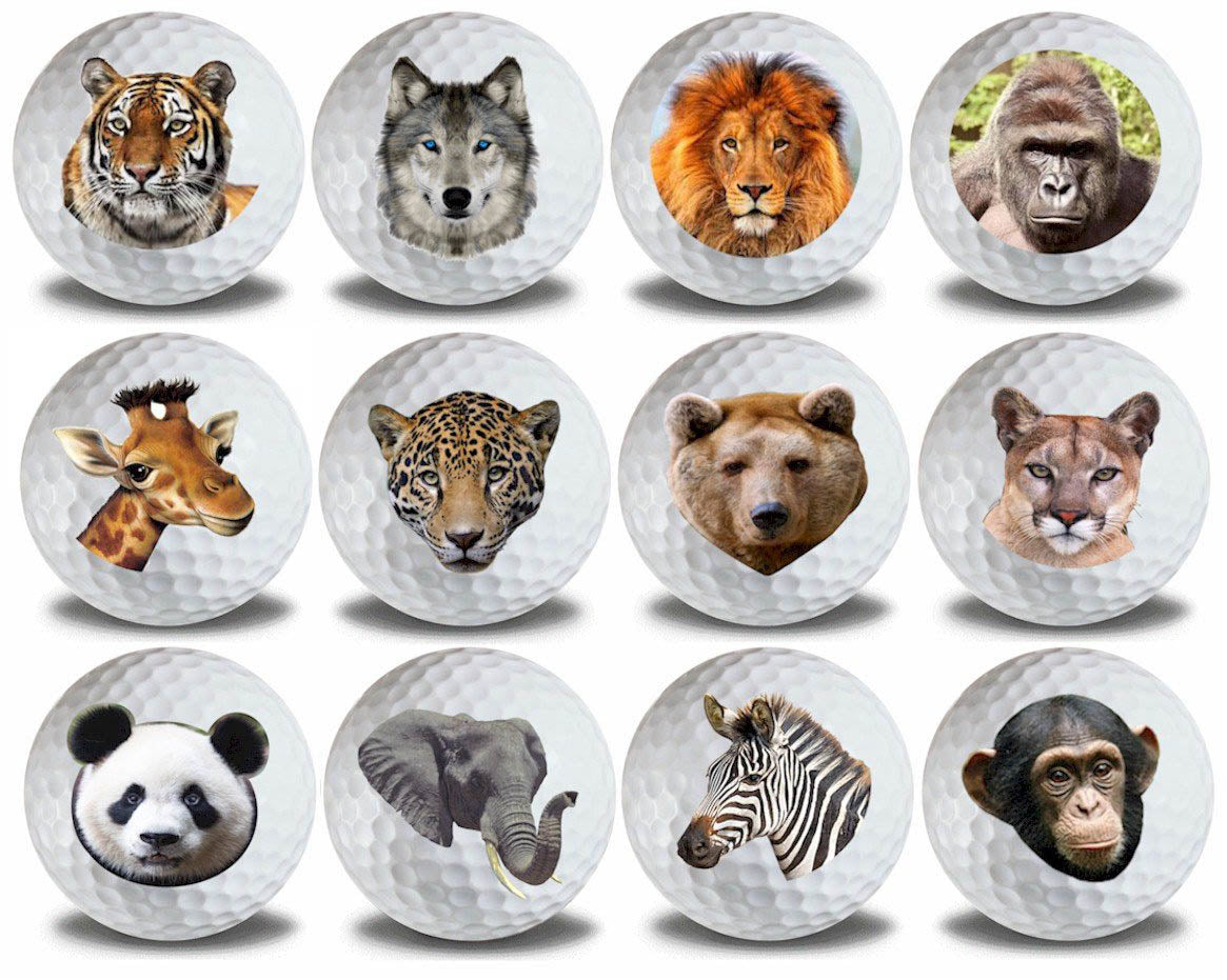 New Novelty Wild Animal Mix of Golf Balls
