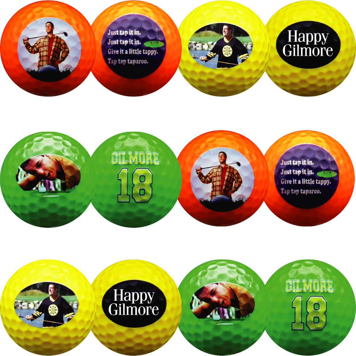 New Novelty Deluxe Happy Gilmore Mix of Golf Balls