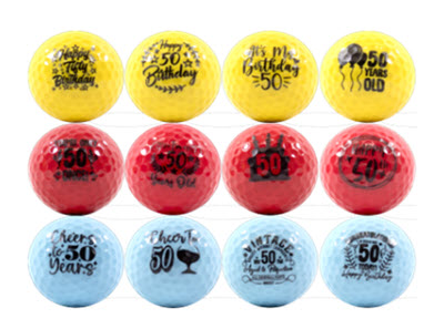 New Novelty Deluxe Happy 50th Birthday Color Mix of Golf Balls