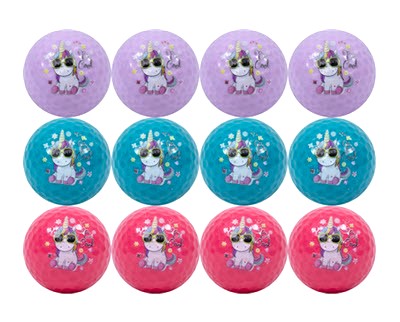New Novelty Be Cool Unicorn Color Mix of Golf Balls