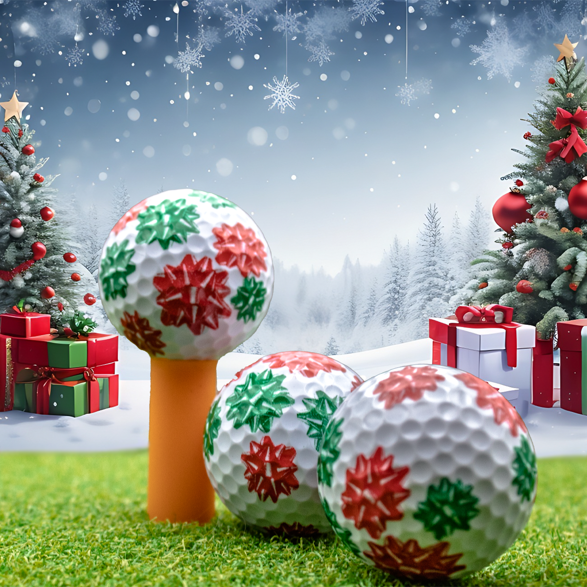 New Novelty Christmas Bows Golf Balls