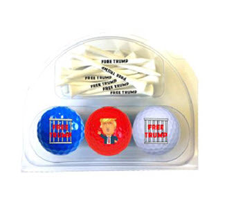 New Novelty FREE TRUMP Golf Balls and Tees Set