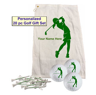 New Women's Customized Golf Towel, Balls and Tees Set - 6 color choices!