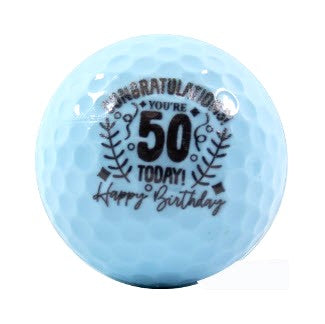 New Novelty Deluxe Happy 50th Birthday Blue Mix of Golf Balls