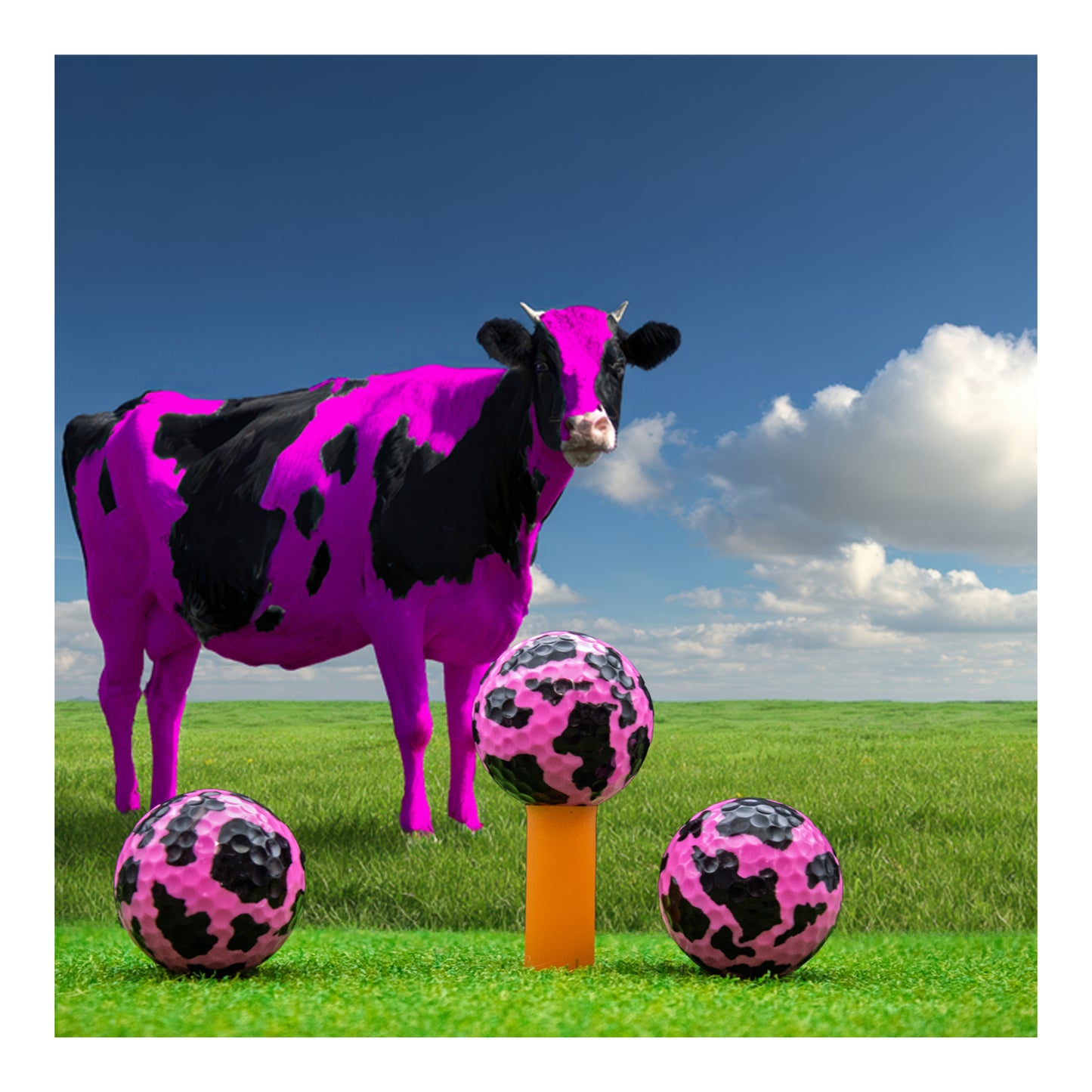 New Novelty Holstein Pink Cow Hide Print Golf Balls