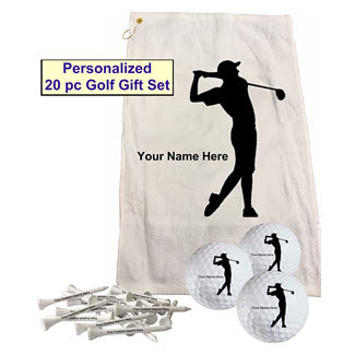 New Men's Customized Golf Towel, Balls and Tees Set - 6 color choices!
