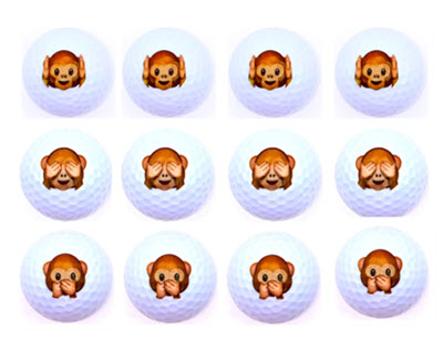 New Novelty No Evil Monkey Mix of Golf Balls