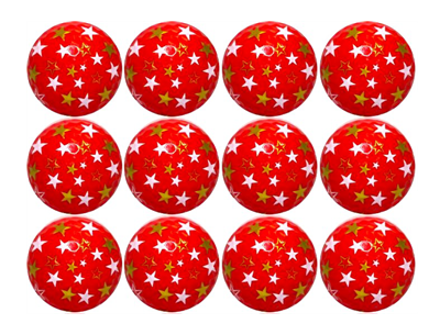 gold and white stars on red golf balls
