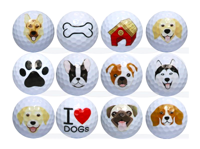 cute dog faces and I love dogs on white golf balls