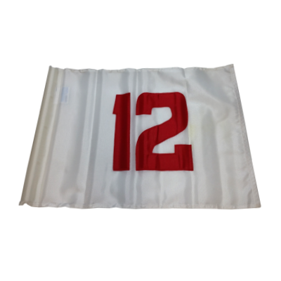 White Flag with Red Number 12 (20″ x 14″)