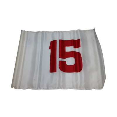 White Flag with Red Number 15