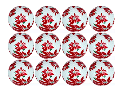 red poinsettia flowers on white golf balls