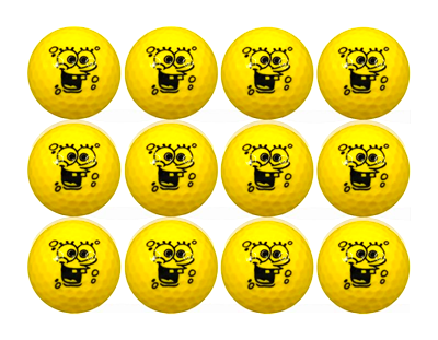 Sponge Bob face on yellow golf ball