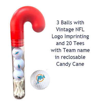 New Novelty Vintage NFL Team Logo Golf Balls and Tees in Candy Cane Packaging