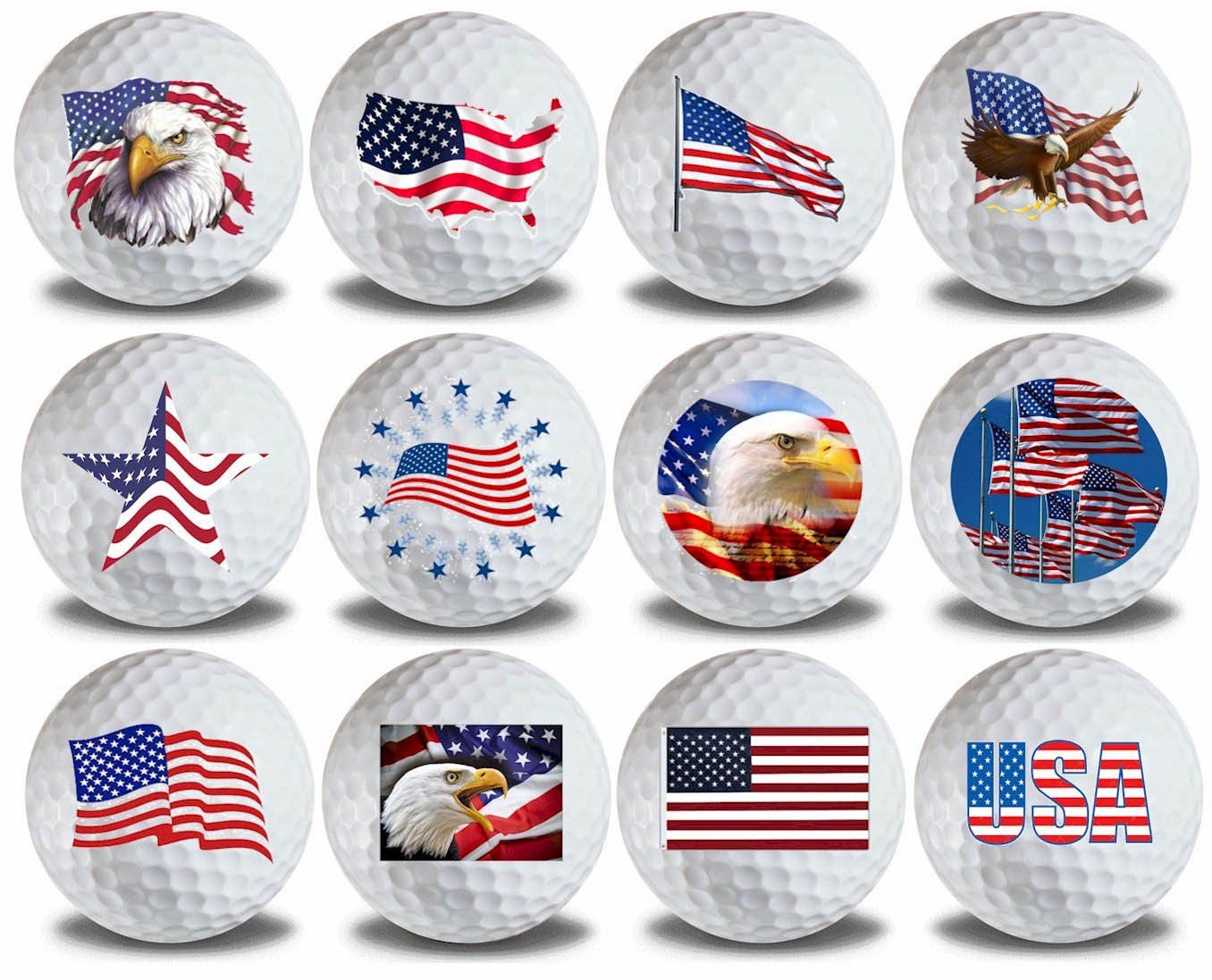 New Novelty USA American Flag Golf Balls