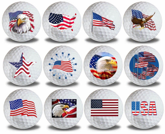 New Novelty USA American Flag Mix of Golf Balls